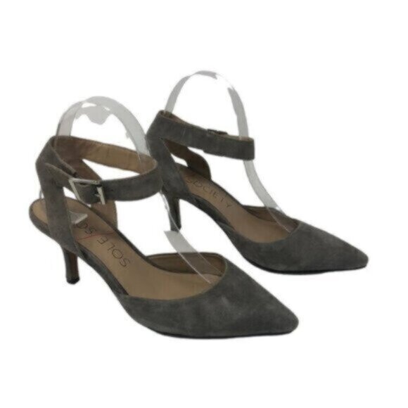 Sole Society | Women's Sandal Taupe Suede Heels Size 8 - Picture 2 of 13